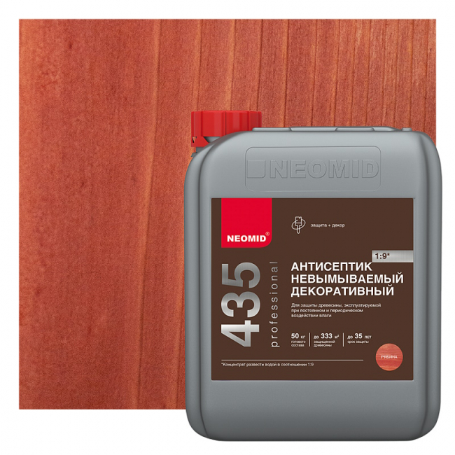 Антисептик NEOMID  435 (5л)  финишный, декоративный тон. корич 
