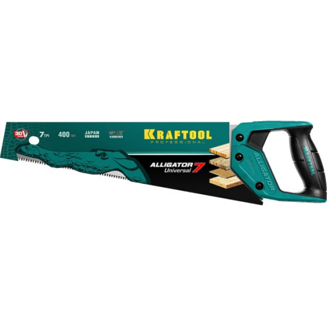 Ножовка KRAFTOOL Alligator Universal 7 универсальная, 400 мм