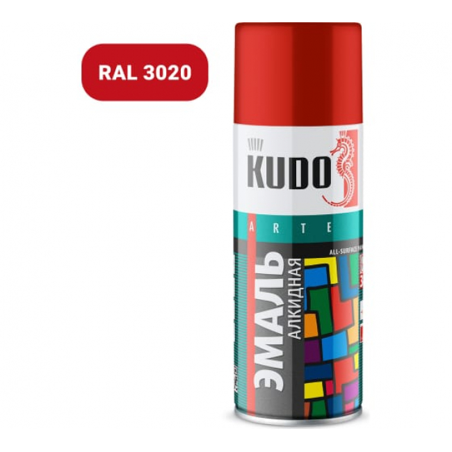 Аэрозольная краска в баллончике KUDO RAL 3020 красная
